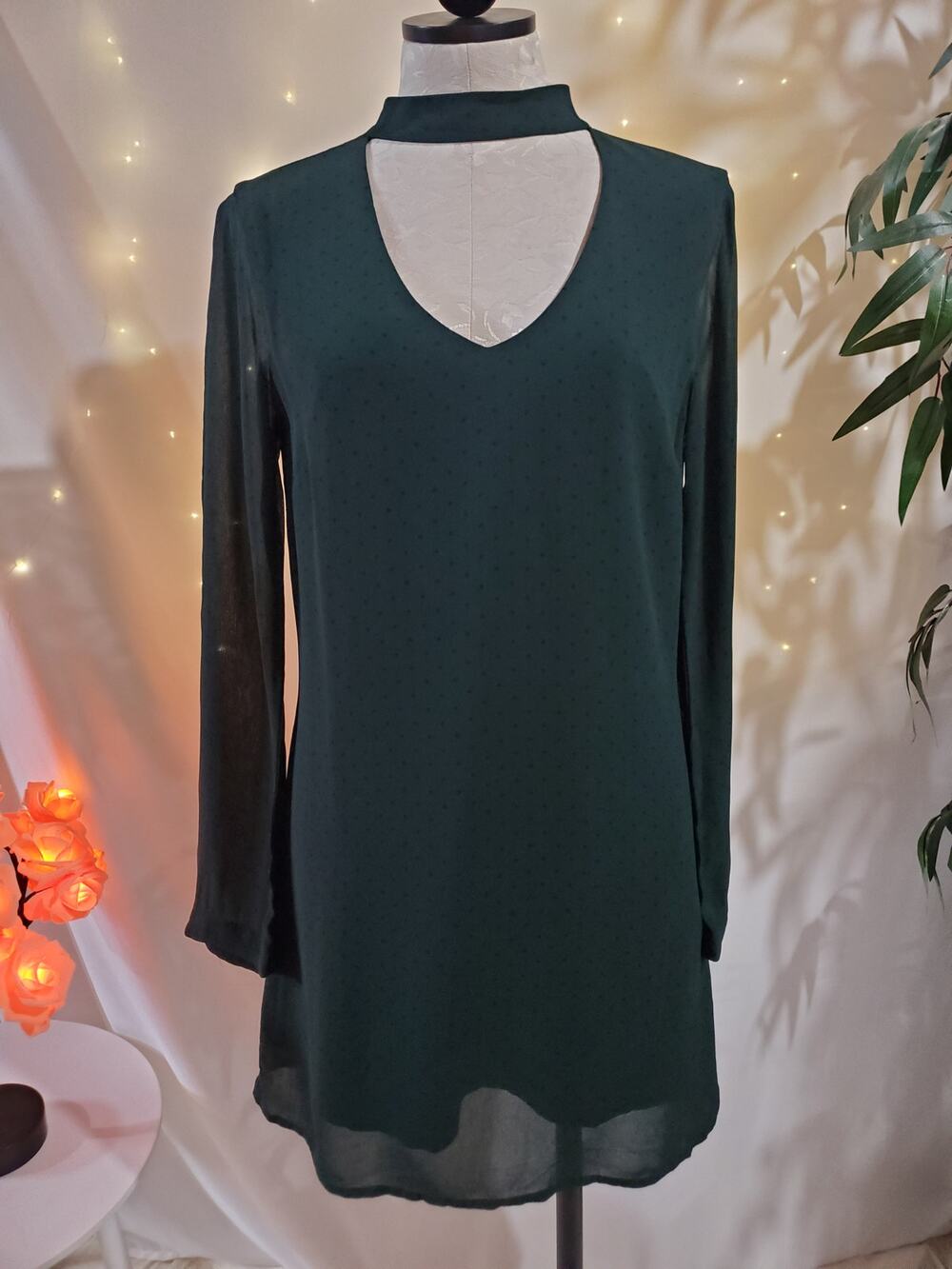 Sanctuary NWT Dakota Polka Dot Mini Dress Womens Size XS Forest Green Flowy